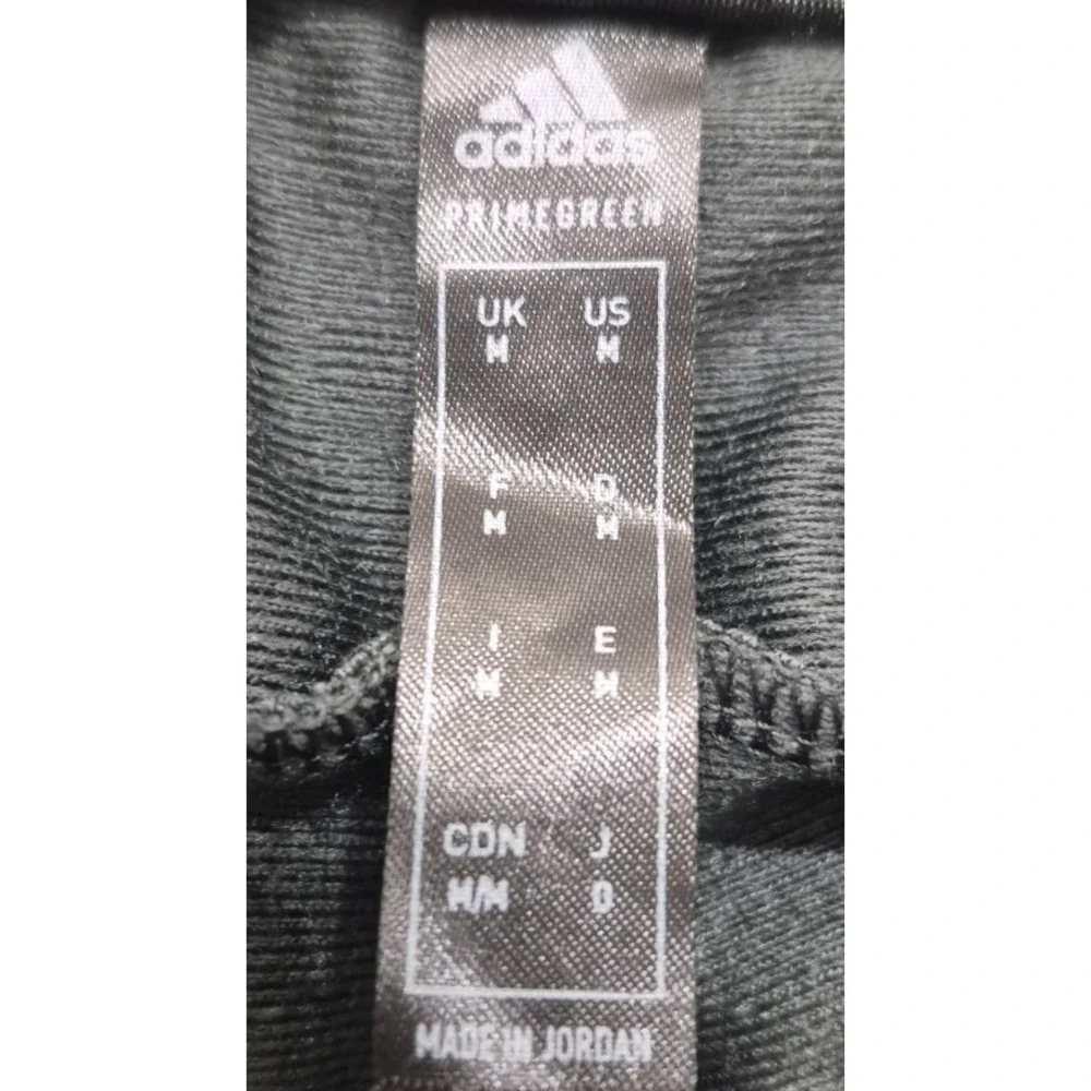 Adidas‎ Primegreen men's dark gray athletic track pants black logo MD drawstring